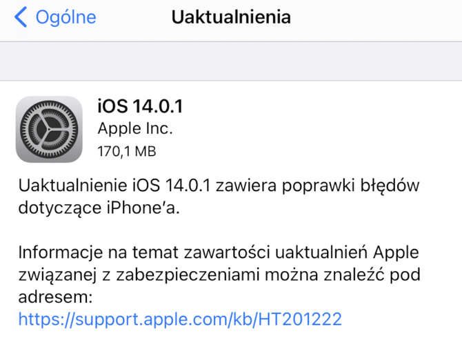 Aktualizacja iOS 14.0.1 rozwiązuje poważny problem systemu Apple [2]