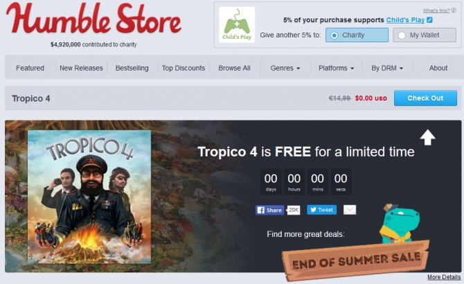 Tropico 4 za darmo w Humble Store, ale tylko dziś do 19.00 [1]