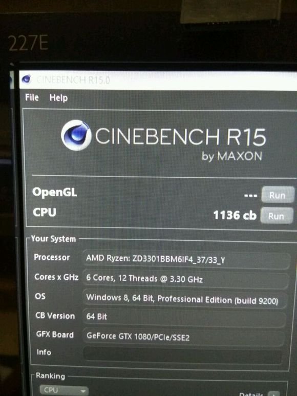 AMD Ryzen 5 1600X Wynik z Cinebench R15 bliskCore i7-6800K  [1]