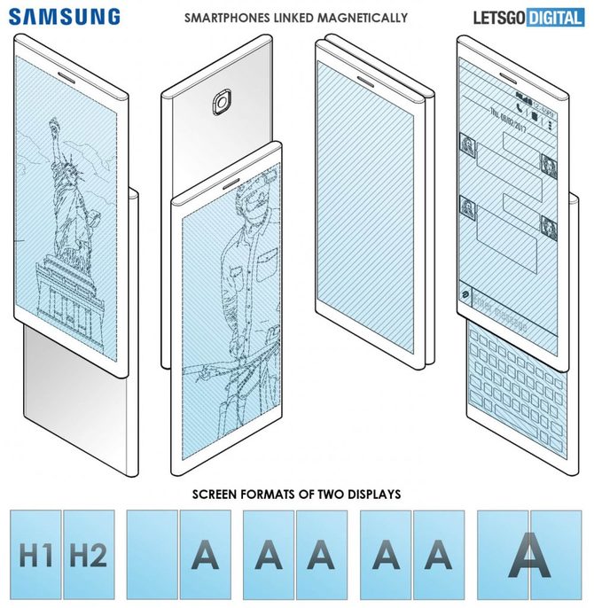 Nowy patent Samsunga: dwa smartfony dzielące jeden wyświetlacz [1]