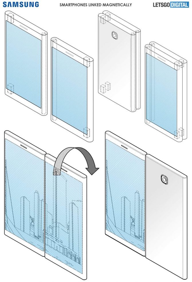 Nowy patent Samsunga: dwa smartfony dzielące jeden wyświetlacz [2]