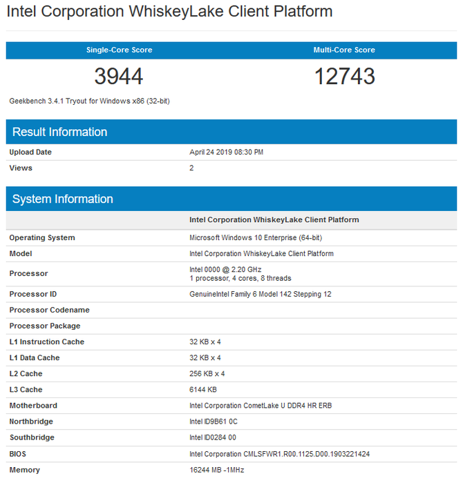 Intel Core i5-10210U pojawił się w bazach GeekBench i GFXBench [2]