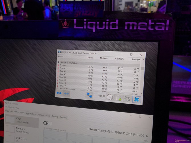 ASUS pokazał działanie ciekłego metalu na Intel Core i9-9980HK [2]