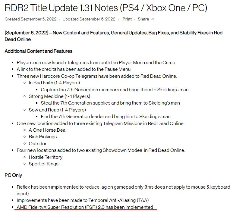 Red Dead Redemption 2 ganha suporte oficial ao AMD FSR 2.0 no patch 1.31  para PC