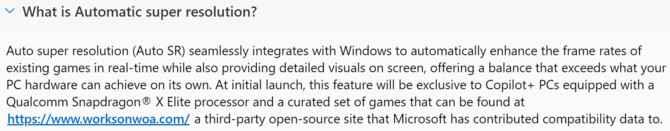Microsoft zapowiada, że funkcja Auto Super Resolution będzie dostępna początkowo tylko na ściśle określonym sprzęcie [2]