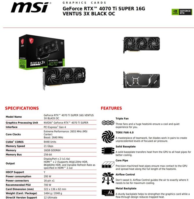 MSI GeForce RTX 4070 Ti SUPER Ventus 3X Black OC - nowa karta graficzna oparta na rdzeniu AD102 [2]