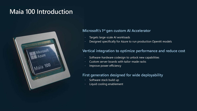 Maia 100 - autorski akcelerator od Microsoftu zaprezentowany. Nowość zasili usługi AI na platformie Azure [2]
